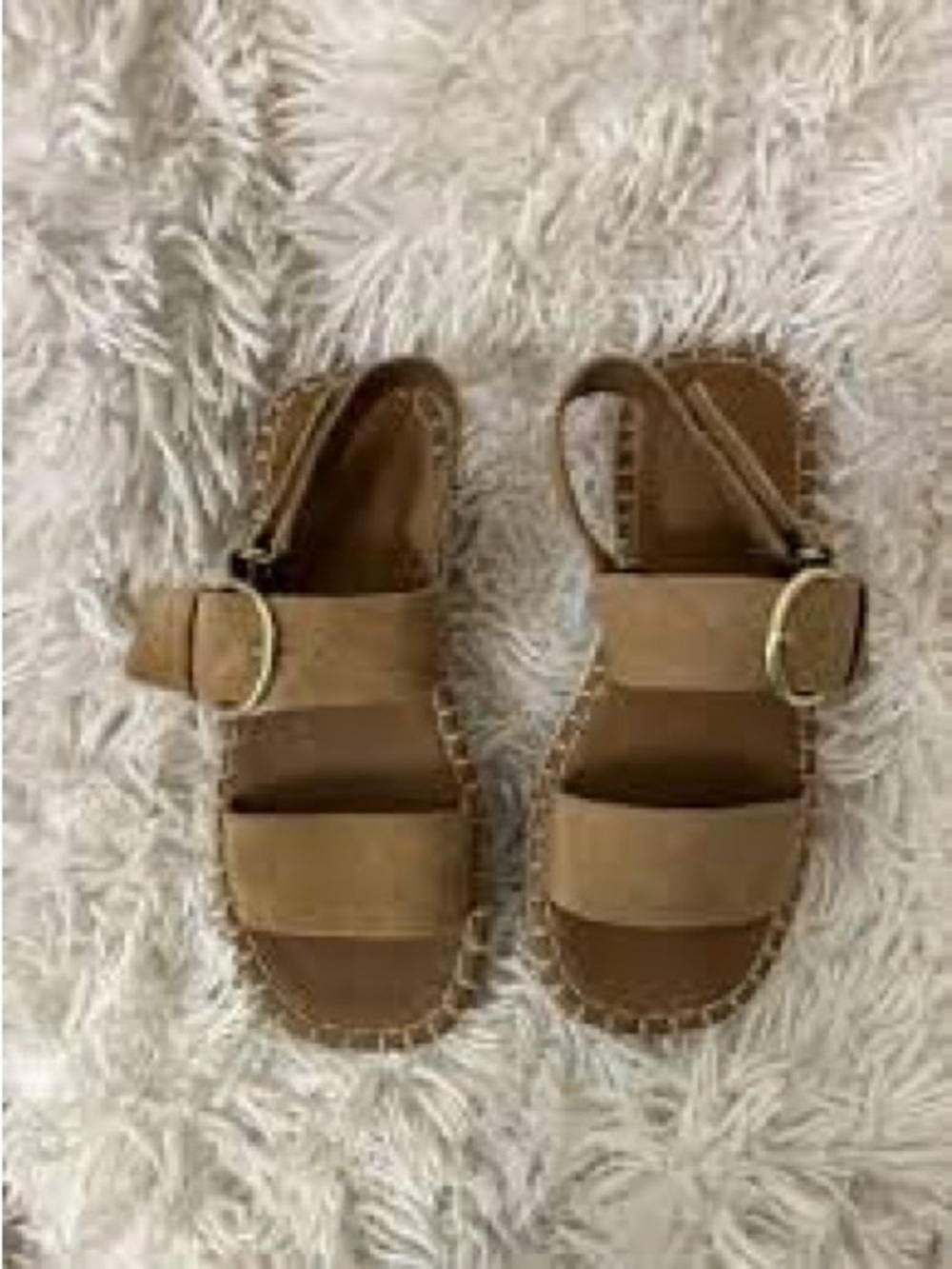 Zara Tan Brown Suede Strap Kids Sandals with Buckle sz 31